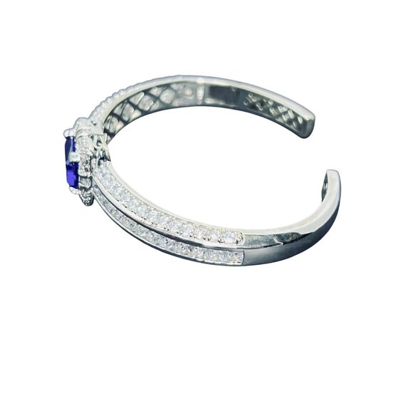 Smithsonian Bismarck Silver Tone, Sapphire And Clear Crystal Cuff Bracelet (5927 - Picture 4 of 8